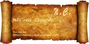 Nánai Ciceró névjegykártya